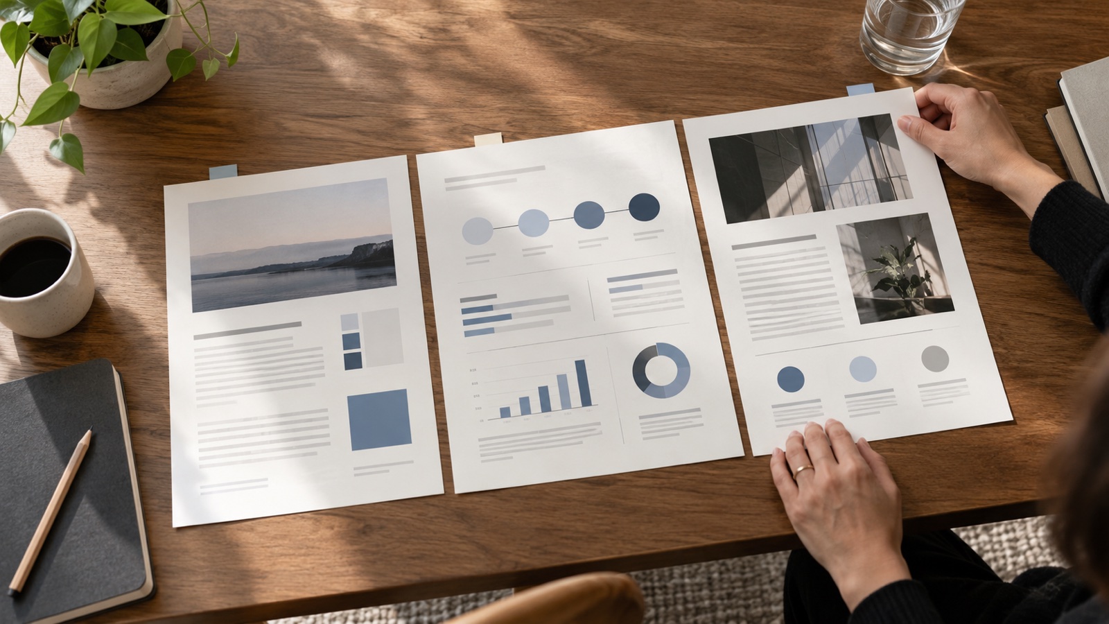 Conceptual scene of a printed B2B proposal layout