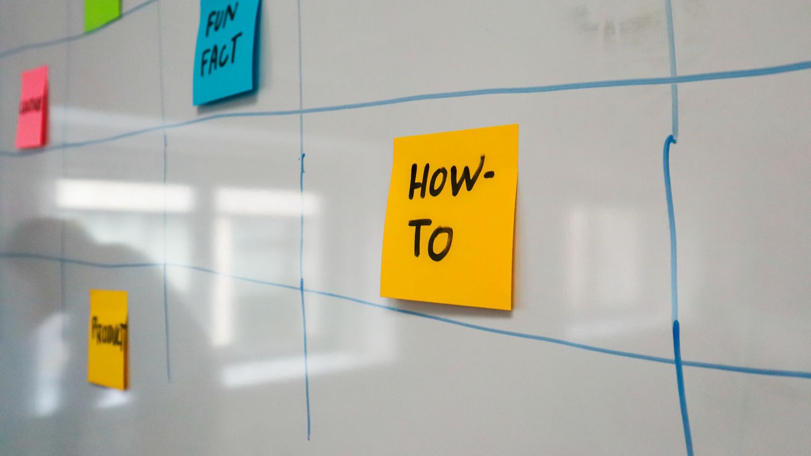 Colour-coded sticky notes organised on a planning board