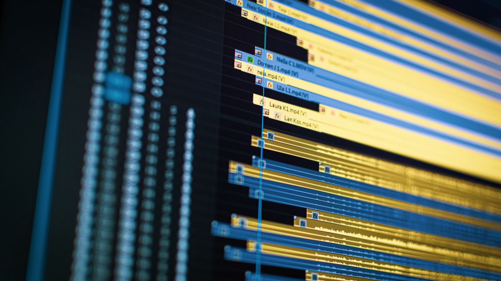 A video editing timeline on a computer screen