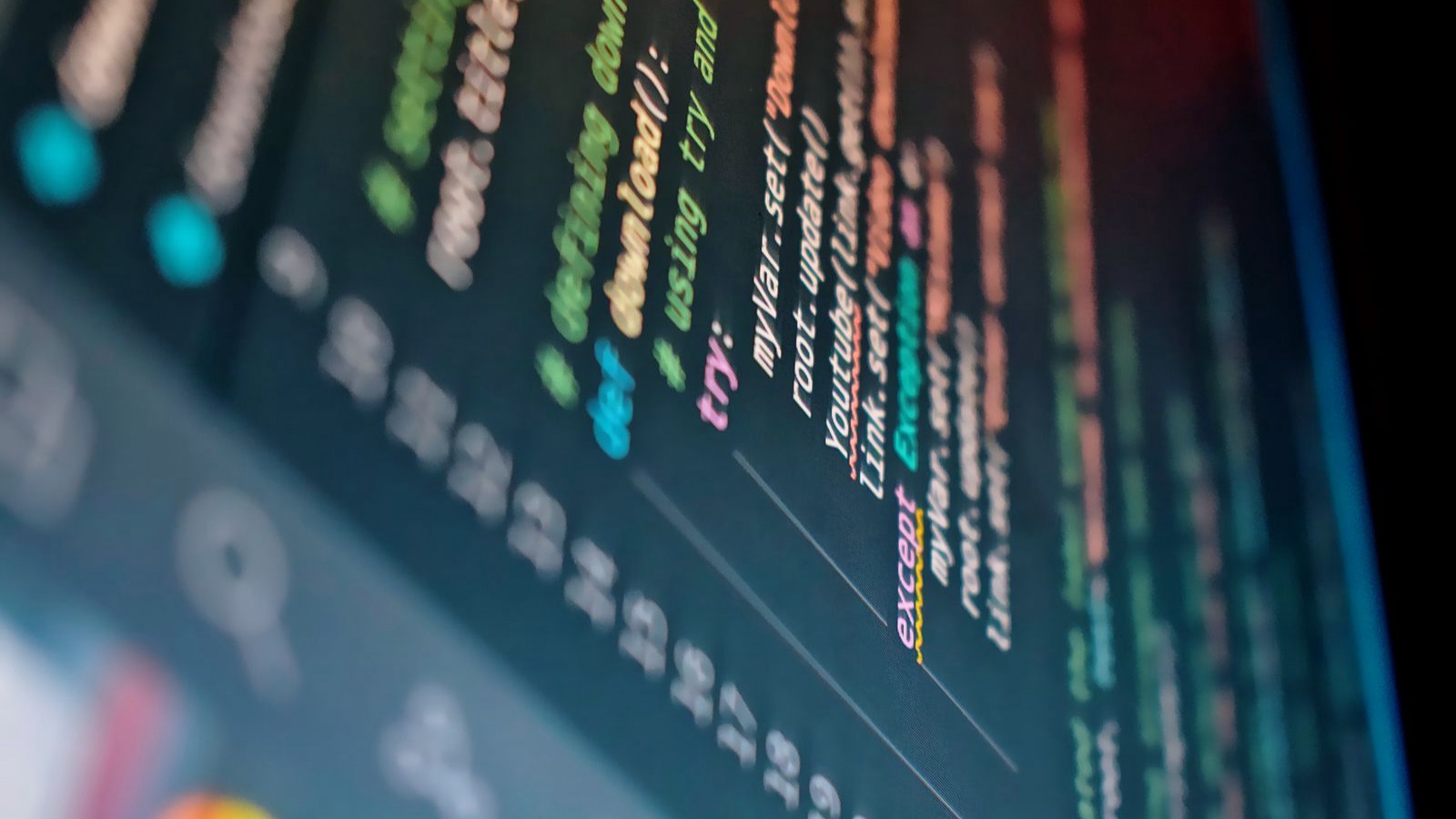 Colour-coded source code on a computer screen